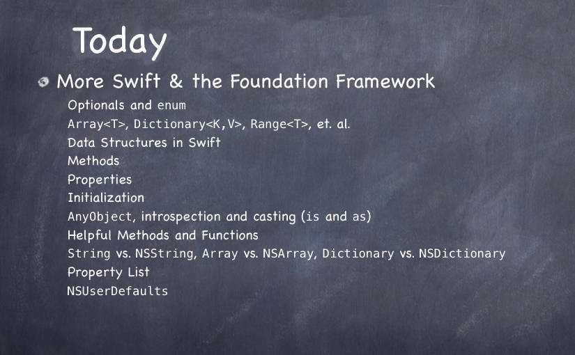 cs193p – Lecture #4 – More Swift and Foundation Frameworks